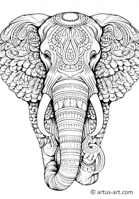 Pagină de colorat cu elefant